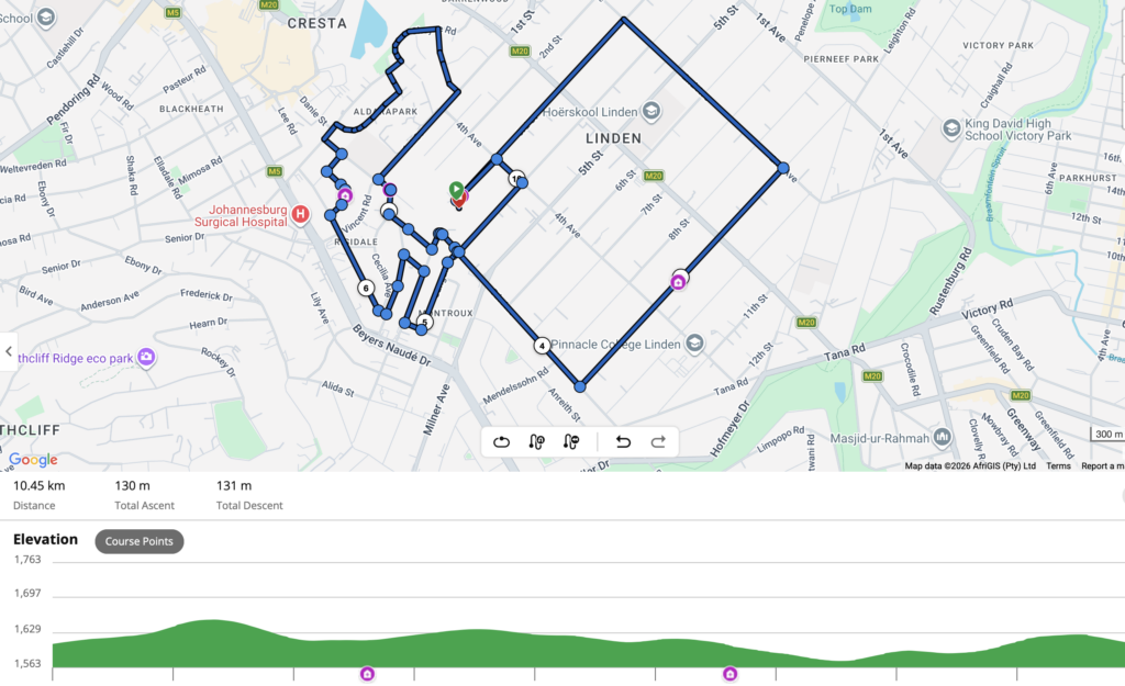 10km Jacarand Run 2026 Route